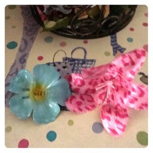 Hawaiian style hair clip and pink leapord small